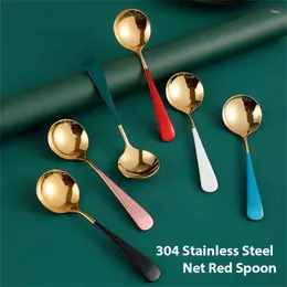 Spoons Soup Spoon Coffee Tablespoon Honey 304 Stainless Steel Round Head Ice Cream Dessert Fruit