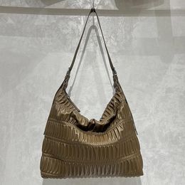 Evening Bags Vintage Hobos For Women Luxury Designer Handbags Purses 2024 In PU Wrinkled Texture Decoration Large Capacity Shoulder