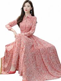 formal Dr Women Elegant Lg Sleeve Spring Autumn 2023 Fi Chiff Maxi Floral Tunics Casual Shirt Dres Midi Clothes s5ko#