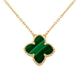 Designer Brand Van Purple Four Leaf Grass Necklace Green Malachite Double sided Lucky Plated 18K Rose Gold Lock Bone Chain With logo