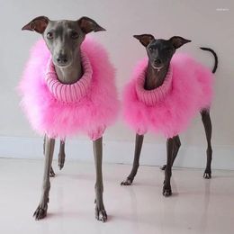 Dog Apparel INS European Ladies Turtleneck Sweater Greyhounds Autumn Winter Warm Pink Princess Pet Core Yarn