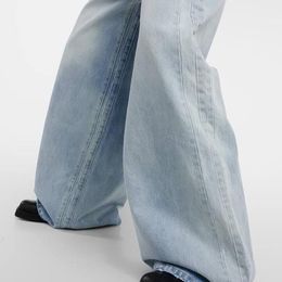 2024 Blue Wide Leg Jeans Men Women High Street Pants Trousers