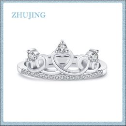 Women Fashion Cubic Zirconia Crown Rings Rose Gold/Platinum Plated Adjustable Rings Designer Jewellery Imitation Diamond Ring