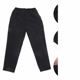 chef Menworkwear Chef Pants Breathable Trousers Canteen Clothes Working Loose Elastic Waist Hotel Restaurant Kitchen Uniform T19W#