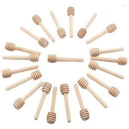 Coffee Scoops 25Pcs Wood Colour Honey Spoons Mixing Sticks Dipper Extractor For Jar Milk Tea Supplies Kitchen Tool