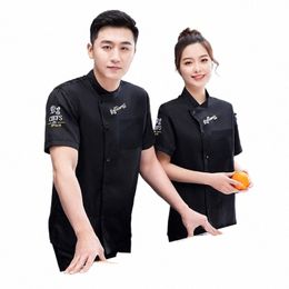 uniform Short Sleeve Summer Kitchen Canteen Restaurant Work Wear Men and Women Chef Overalls Dining 868G#