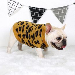 Dog Apparel Knitted Vest Leopard Sleeveless 2-Leg Wear Warm Cat Sweater Winter Autumn Windproof Outerwear Puppy Clothes Outfit