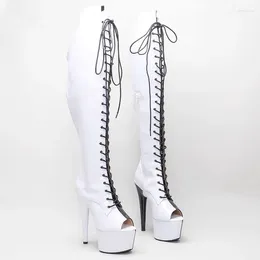 Dance Shoes Fashion Women 17CM/7inches PU Upper Plating Platform Sexy High Heels Thigh Boots Pole 125