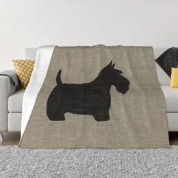 Blankets Scottish Terrier Silhouette Warm Flannel Scottie Dog Throw Blanket For Bedding Travel Sofa