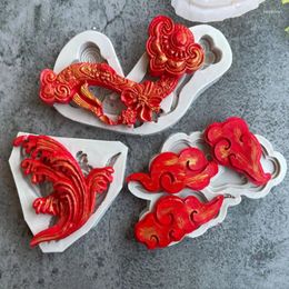 Baking Moulds Chinese Style Blessing Silicone Mold Chocolate Cake Decoration Ruyi Xiangyun Spring Festival Series Fon