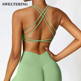 Lu Align Women Cross Strap Sports Tanks Bra Top Women Push Up Sport Bra Yoga Gym Workout Crop Top Brassiere Fitness Top Sexy Sport Underwear Lemon Sports 2024