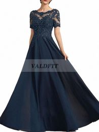 lg Blue Mother of the Bride Dres with Short Sleeves Wedding Party Dr Vestido Boda Invitada Elegantes Para Mujer 2023 d1lY#