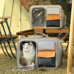 Cat Carriers Pet Capacity Double Portable Backpack Large Straddle Diagonal Out Dog Bag Going And Oxford Canvas Layer