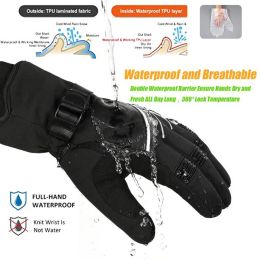 MOREOK Winter Ski Gloves Waterproof 3M Thinsulate Touchscreen Thermal Snowboard Gloves Motorcycle Bike Cycling Gloves Men Women