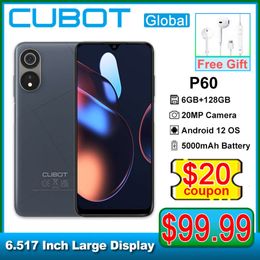 Cubot P60 Smartphone 6.517" Octa-core Android 12 5000mah Battery Cellphones 20MP Camera 6GB+128GB Dual SIM Face ID Mobile Phone