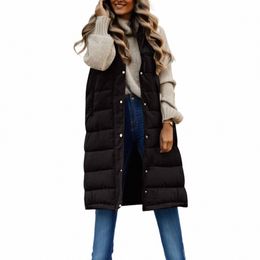 women's Fi Sleevel Fluffy and Warm Coat Vest 2024 New Lg Hoodie Warm Down Coat With Pockets Quilted Outdoor Jacket 67J1#