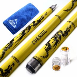 CUESOUL SOOCOO Series 58" 19oz 11.5/12.75mm Tip Maple Pool Cue Stick Set with Joint/Shaft Protector and Cue Towel.