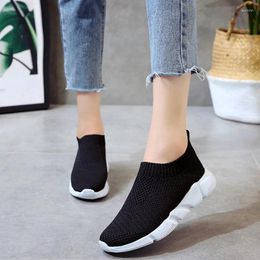 Fitness Shoes Sneakers Women Knitting Sock Slip On Flat Laides Walking Woman Loafers Flats Tenis Famela Plus Size