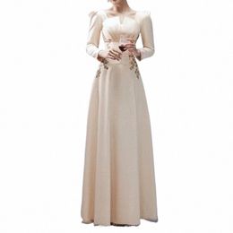 Elegante colletto quadrato Vita sottile Appliques Festa di nozze Temperamento solido Manica Lg Prom Nuovo Dr Abito da sera 22R7 #