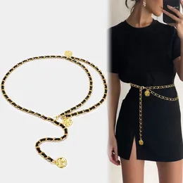 Belts Metal Chain For Lady Fashion Flower Thin Waist Bands Female Dress Coat Decorative Waistband Straps