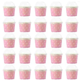 Disposable Cups Straws Ice Cream Pudding Paper Jelly Bowls Dessert Container Holder Home Supplies