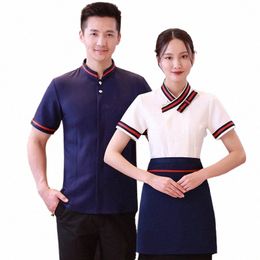 chinese Style Waiter Workwear Women's Short Sleeve Summer Hotel Restaurant Catering Hot Pot Restaurant Restaurant Staff Uniform F1Tu#