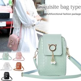 Evening Bags Cute Girl Purse Ladies Cell Phone Bag Mini Key Case Single Shoulder Solid Colour Fashion Multifunction Crossbody