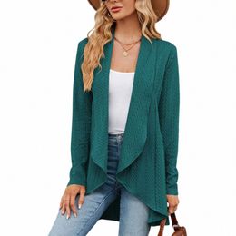 women's Draped Frt Open Cardigan Casual Lg Sleeve Lightweight Knitted Cardigans Ladies Autumn Winter Solid Sweaters 2023 S1Qv#