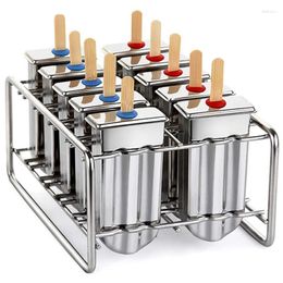 Baking Moulds Stainless Steel Ice Lolly Popsicle Moulds Homemade Makers With Tray/Reusable Bamboo Sticks/Bags/Cleaning Brush