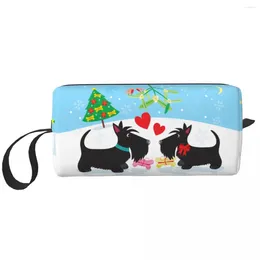 Storage Bags Travel Cute Couples Scottish Terrier Toiletry Bag Kawaii Scottie Dog Lover Makeup Cosmetic For Women Beauty Dopp Kit Box