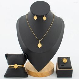 Necklace Earrings Set Trend Baby Jewelry For Party And Gold Plated Bangle Ring Girls Children Accessories