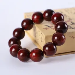 Strand Pterocarpus Santalinus Golden Sandalwood Guajacwood Yellow Pear Blood Dragon Wood Men's 2.0 Ethnic Style Bracelet