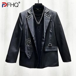 Men's Suits PFHQ Heavy Industry Blazers Niche Design Metal Rivet Personalised Splicing Handsome Loose Suit Jackets Autumn 21Z4183