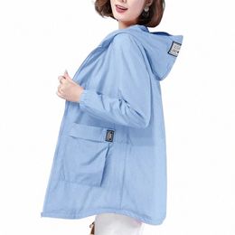 wyblz Plus Size 5XL Windbreaker Women's Jacket Sun protecti Coat Lg Sleeve Hooded Thin Jackets Female Outerwear Summer p2me#