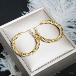 Stud Earrings Classic Fashion Gold Color Woven Twists Vintage Simple Geometry C-shaped Hoop Party Year Jewelry