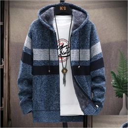 Men'S Sweaters Winter Mens High Quality Knitted Thicken Coats Hood Male Sweater Casual Keep Warm Cardigan Men Drop Delivery Apparel C Dhrhy