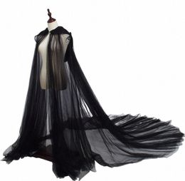 halen Costume for Women Hood Tulle Cape Cloak Black White Red Wedding Bridals Floor Length Cloaks Cape dr H2nt#