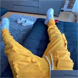 Calças masculinas outono inverno lã quente homens streetwear sweatpants trabalho jogging ao ar livre hip hop masculino suor entrega vestuário dhd4w