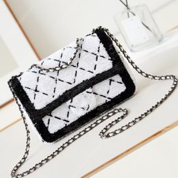 10A TOP high quality designer crossbody bag Chains bag 20cm White glitter shoulder bag classic flap bag Sling Bags for Women Gift box packaging fashion luxury bag