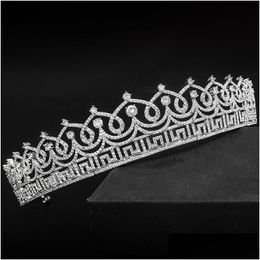 Wedding Hair Jewellery Sier Colour Crystal Tiaras And Crowns Zircon Princess Queen Prom Crown Headpiece Diadem Bridal Accessories Drop D Dhfdl