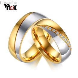 Wedding Rings Vnox Temperament Wedding Rings For Women Men CZ Stones Stainless Steel Engagement Band Anniversary Personalised Gift Jewellery 24329