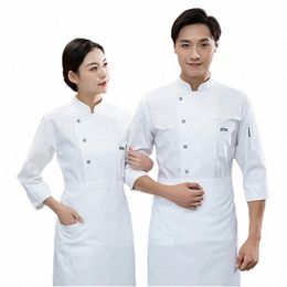 hotel Kitchen Clothes Chef Jacket Men's Western Restaurant Cooking Uniform Cook Coat Bakery Bake Cafe Waiter Work Shirt Tops R4H2#