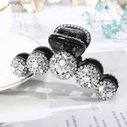 Hair Clips AWAYTR Big Rhinestone Hair Claws Crab Hairpins Crystal Hair Clips Barrettes Ponytail Women Hair Accessories Ornaments Hairgrip Y240329