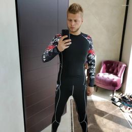 Men's Thermal Underwear Set Clothing Brand Winter Long Johns Compression Tights Sports Gym Running Suit