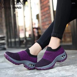 Fitness Shoes 2024 Spring Women Sneakers Flat Slip On Platform For Black Breathable Mesh Sock Sneake Drop