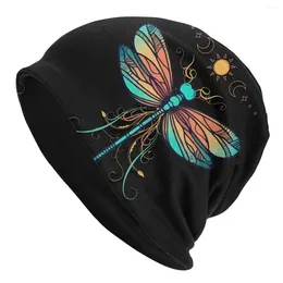 Berets Dragonfly Tattoo Skullies Beanies Caps Colourful Hippy Thin Hat Autumn Spring Bonnet Hats Men Women's Street Ski Cap