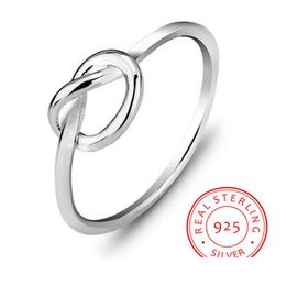 Band Rings 100% 925 Sterling Sier Thin Knot Ring Womens Simple S925 Engraved Personality Jewellery Drop Delivery Dhims