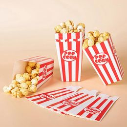 Disposable Dinnerware 12 Pcs Striped Popcorn Paper Boxes Buckets Red White Stripes Bags Snack Containers For Movie Night Kids Birthdays