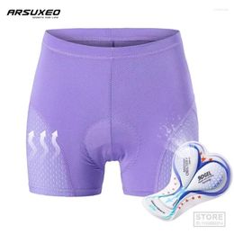 Motorcycle Apparel ARSUXEO Women Cycling Underwear Gel Padded Short Bicycle Breathable Comfortable Shockproof Mountain Road Bike Underpant