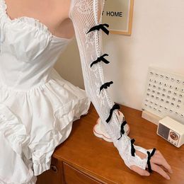 Knee Pads Cute Lace Bow Arm Sleeves Women's Cosplay Lolita Princess Style Long Gloves Thin Mesh Sunscreen Oversleeve Clothes Accessories